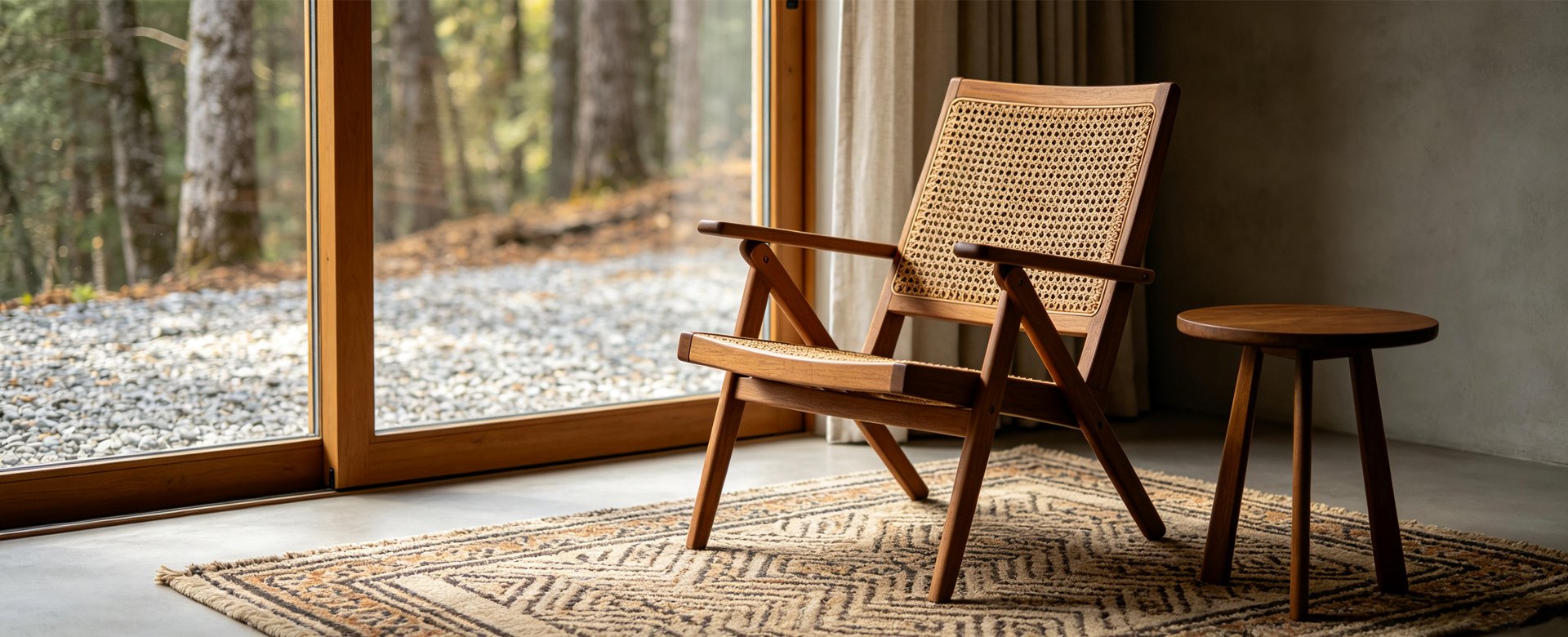 Outdoor furniture in a natural setting